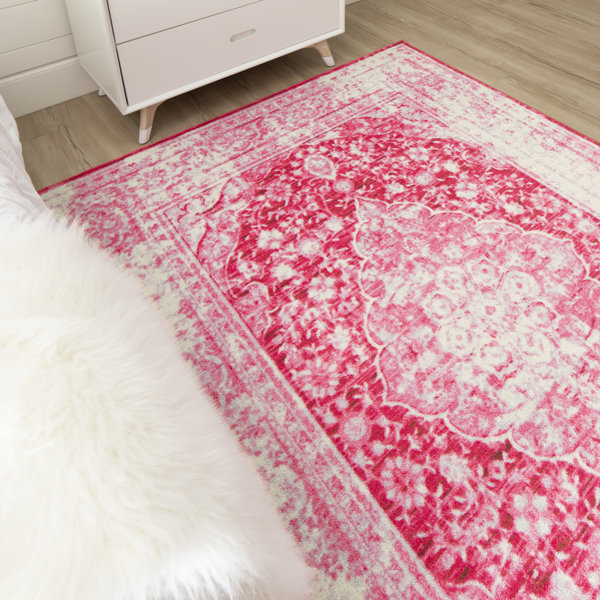 Bungalow Rose JOMO Floral Tufted Area Rug in Pink & Reviews Wayfair